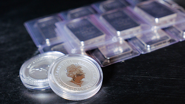 Image: Platinum coins and bars.