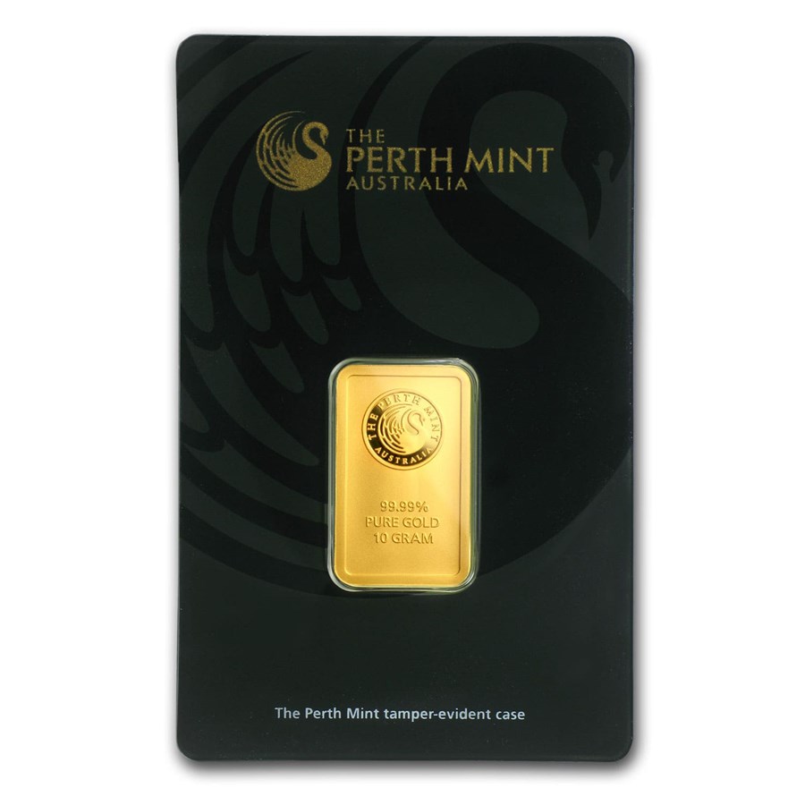 Gold 10 Gram Perth Mint Minted Bar Silver Bullion